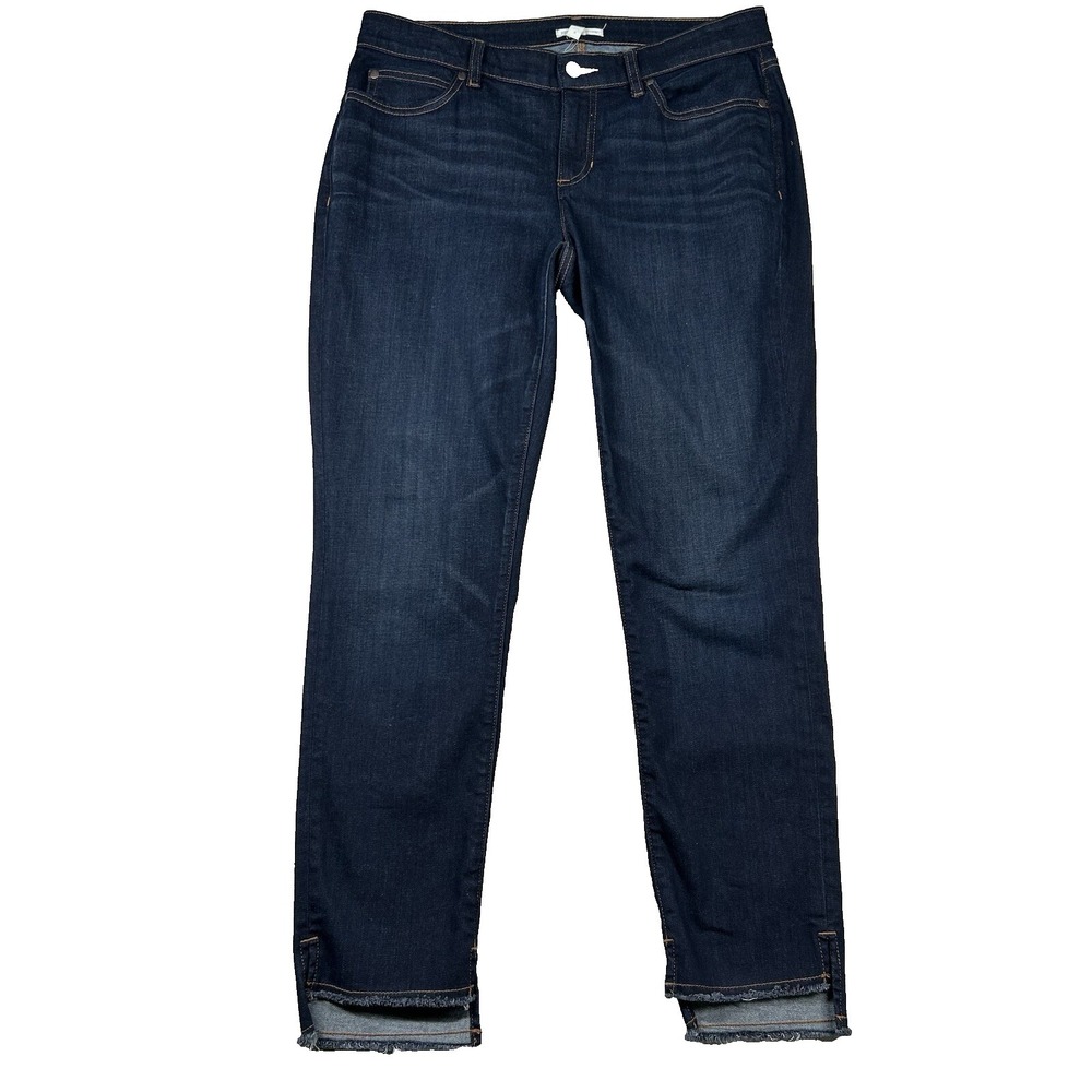 Eileen Fisher Jeans Womens 8 Slim Tapered Tri Blend Dark Wash Stretch Denim